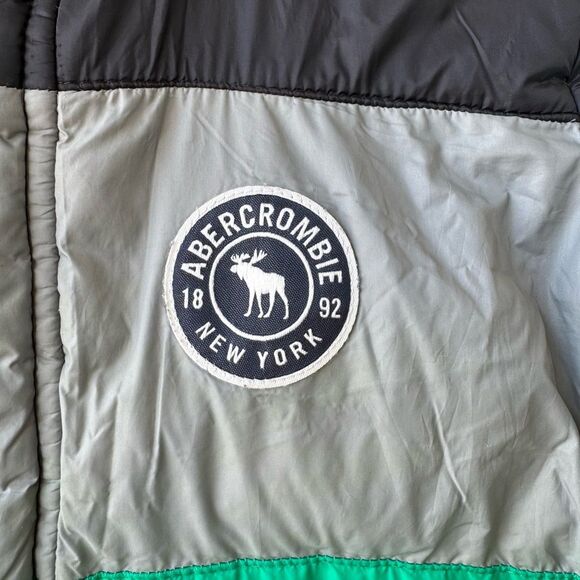 Abercrombie Kids Boys Hooded Puffer Coat Sherpa-Lined Color Block Jacket 13/14 - Picture 2 of 10